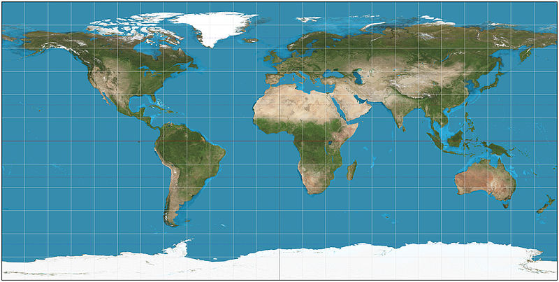 Plate Carree Projection World Map